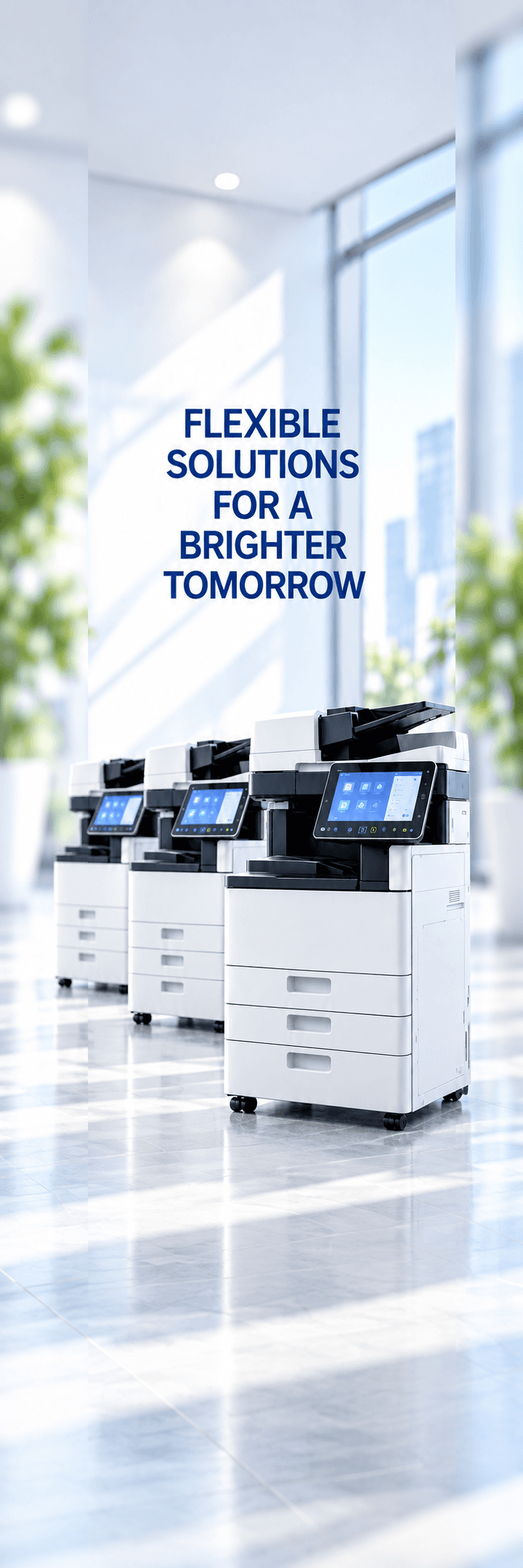 A fleet of multifunction printers ready for business rental